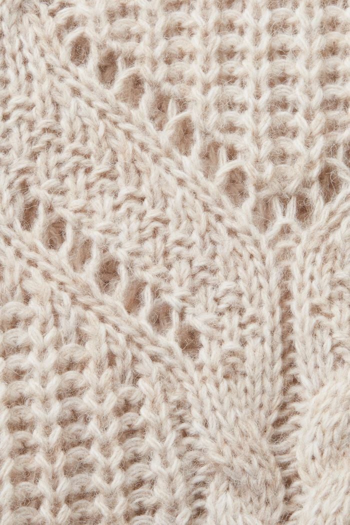 Pullover in misto lana in maglia traforata, DUSTY NUDE, detail image number 5