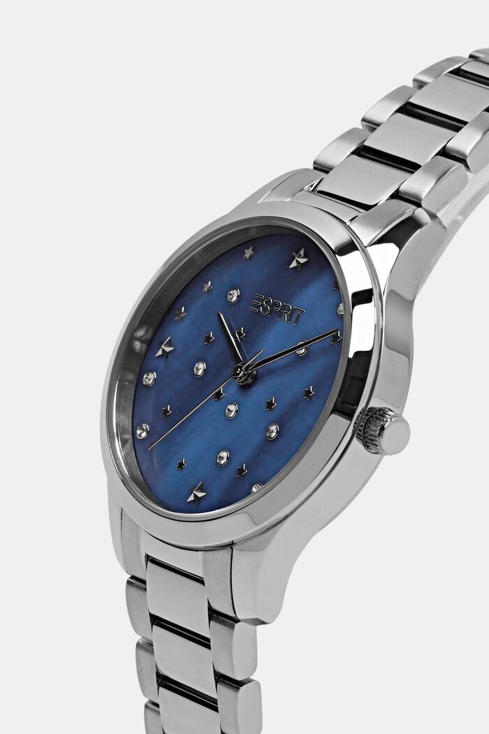 Set orologio in acciaio inossidabile con zirconi, SILVER, detail image number 2