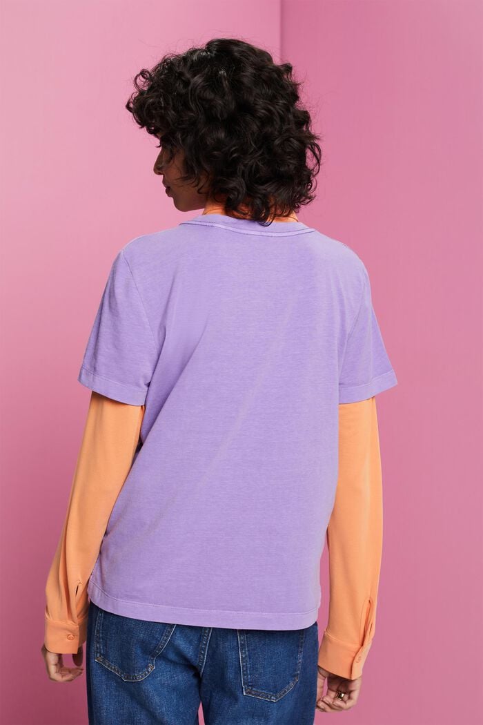 T-shirt in cotone misto, PURPLE, detail image number 3