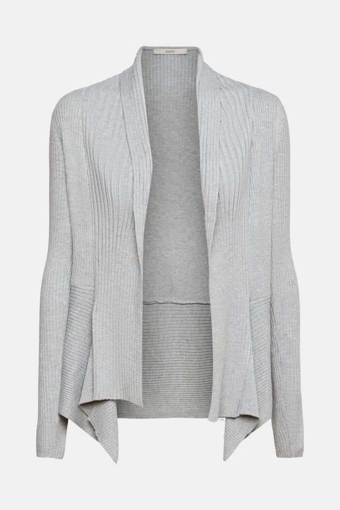 Cardigan a coste con orlo a fazzoletto, LIGHT GREY, detail image number 5