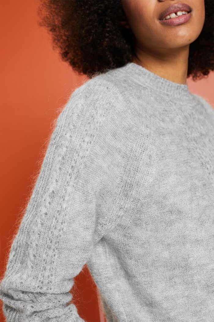 Pullover girocollo a maglia pointelle, LIGHT GREY, detail image number 3