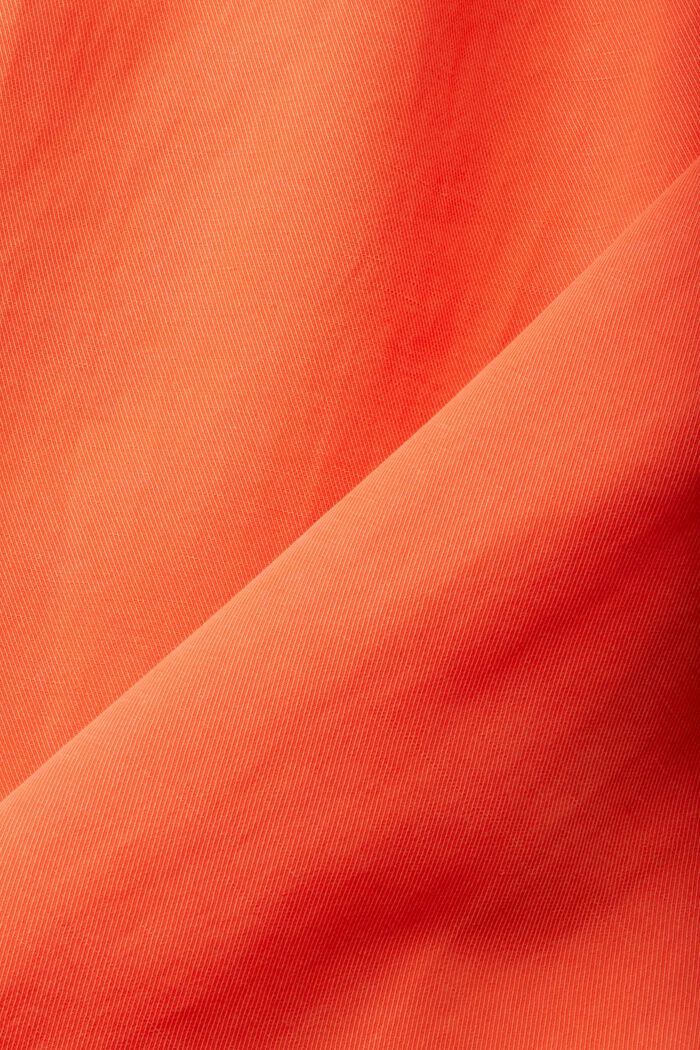 Pantaloni a gamba larga e vita alta in misto lino con cintura, ORANGE RED, detail image number 6