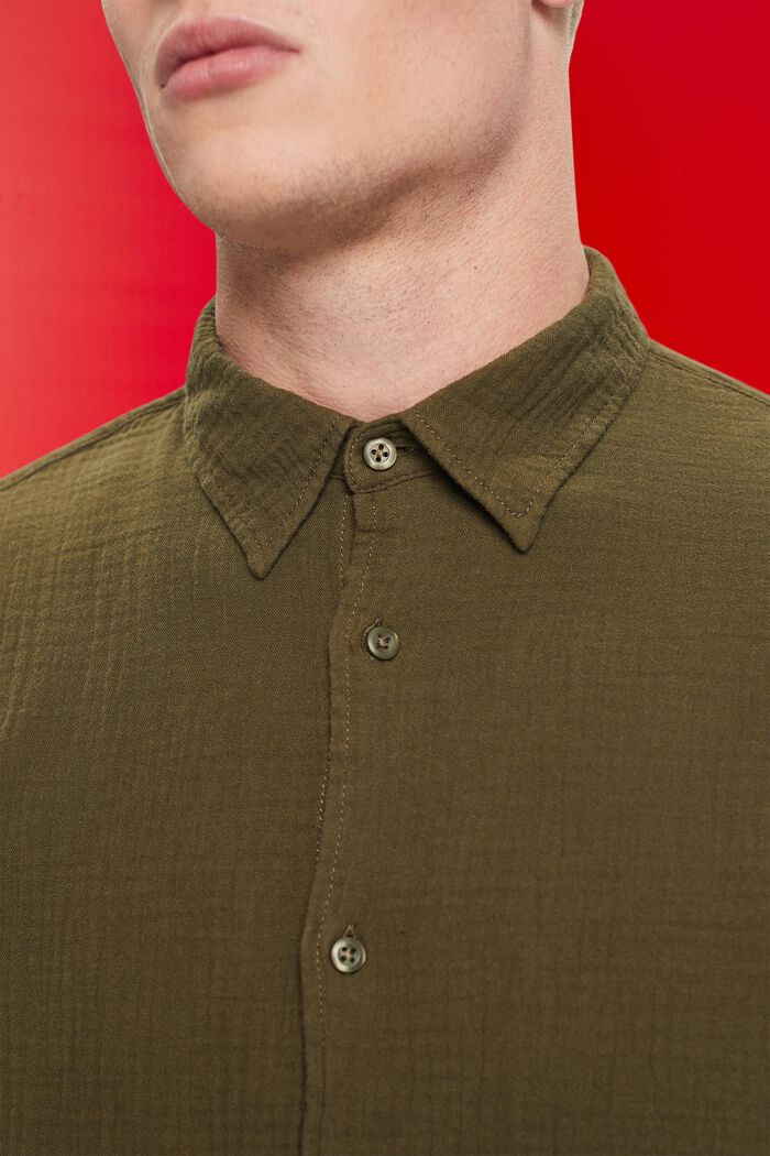 Camicia in mussola di cotone sostenibile, KHAKI GREEN, detail image number 2