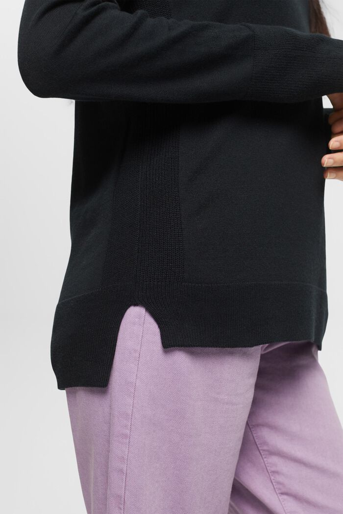 Pullover in maglia sottile, BLACK, detail image number 4