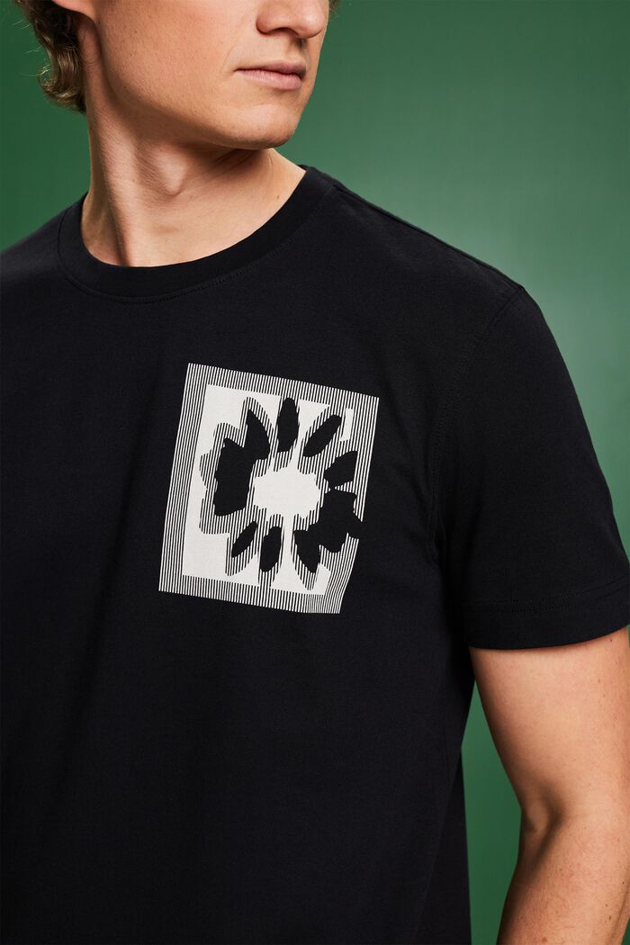 T-shirt con logo e stampa floreale, BLACK, detail image number 3