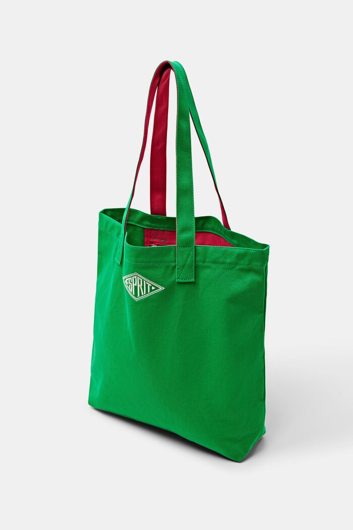 Tote Bag in cotone con logo, GREEN, detail image number 3