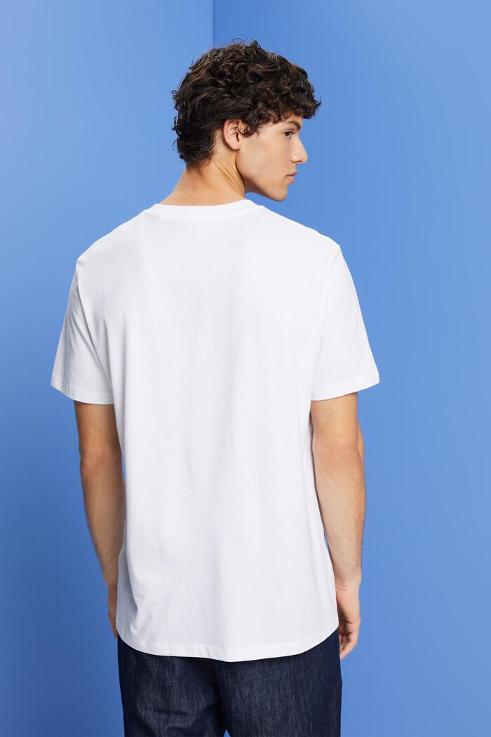 T-shirt con petto sul stampa, 100% cotone, WHITE, detail image number 3