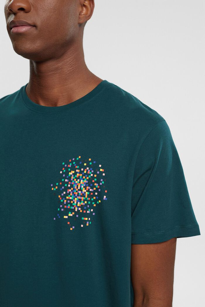 T-shirt con stampa sul petto, DARK TEAL GREEN, detail image number 2