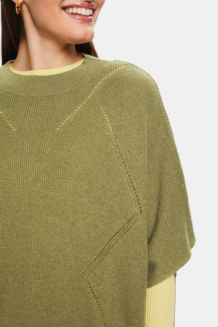 Poncho in maglia a coste, OLIVE, detail image number 1