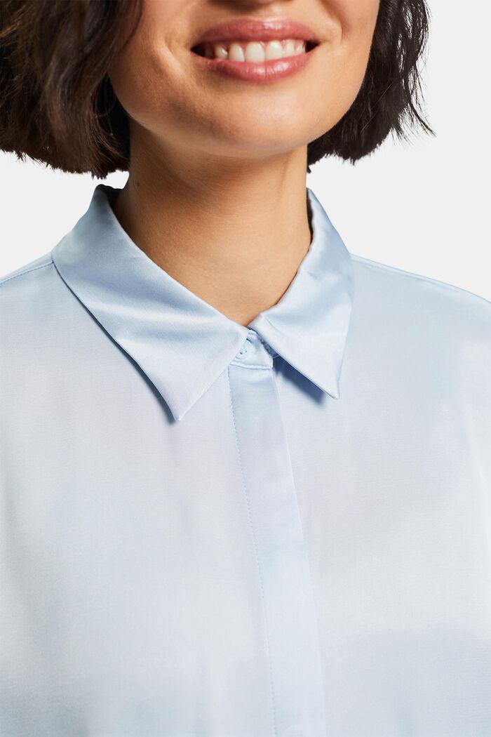 Blusa in raso a maniche lunghe, LIGHT BLUE, detail image number 2