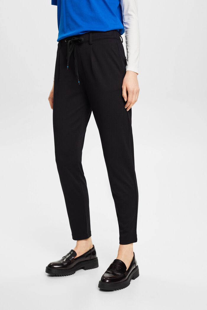 Pantaloni stretch con elastico in vita, BLACK, detail image number 0