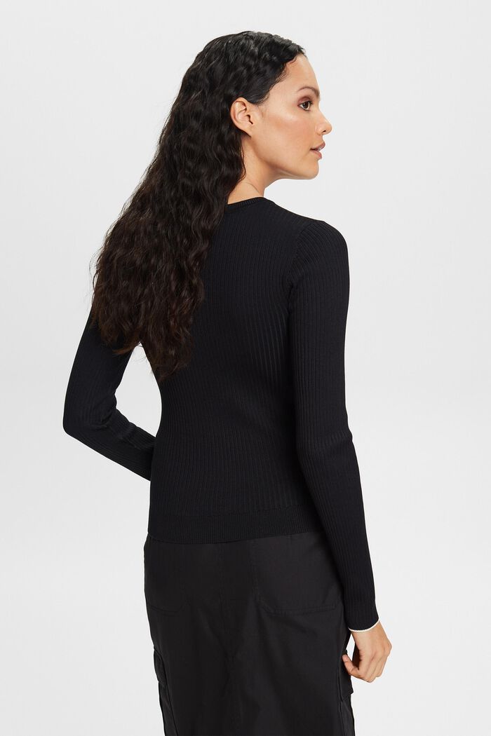 Top a righe in maglia a coste, BLACK, detail image number 4