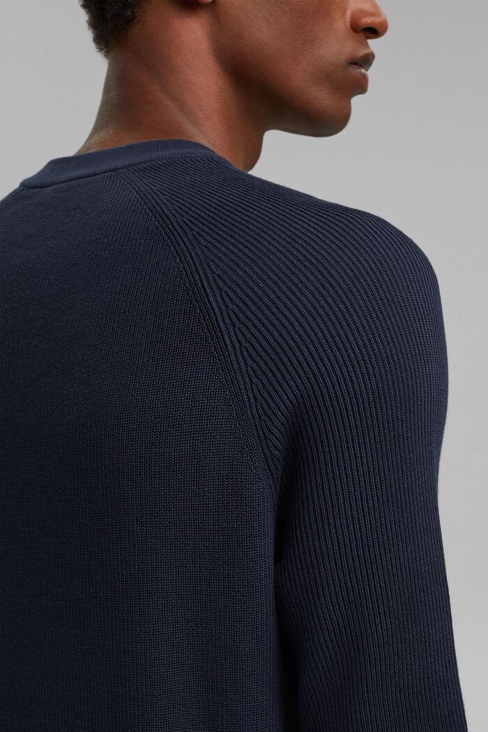 Pullover in maglia a coste di 100% cotone, NAVY, detail image number 2