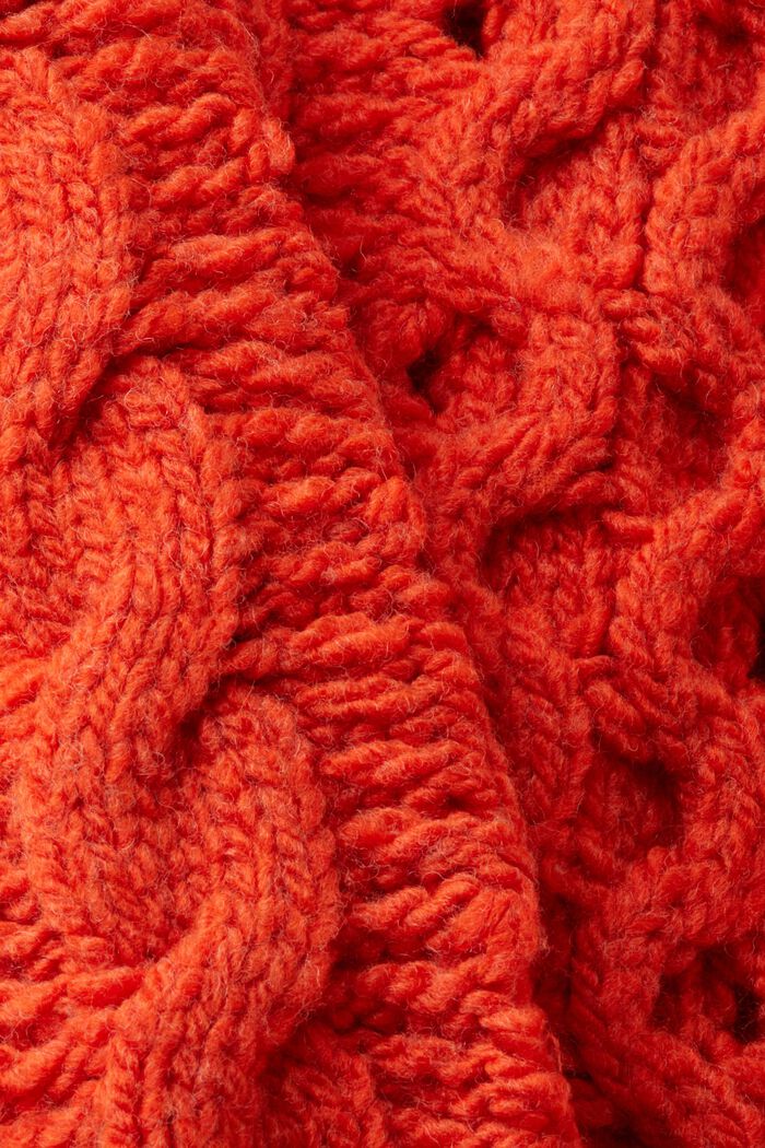 Pullover in misto lana in maglia intrecciata, BRIGHT ORANGE, detail image number 5