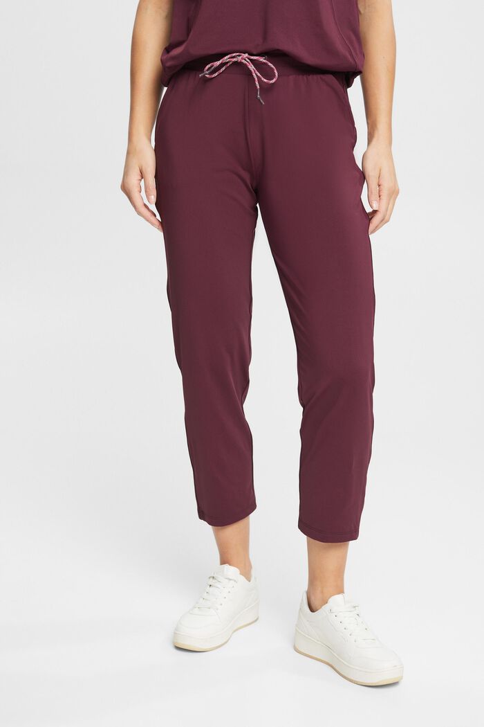 Pantaloni cropped stile jogging in jersey con E-DRY, BORDEAUX RED, detail image number 0