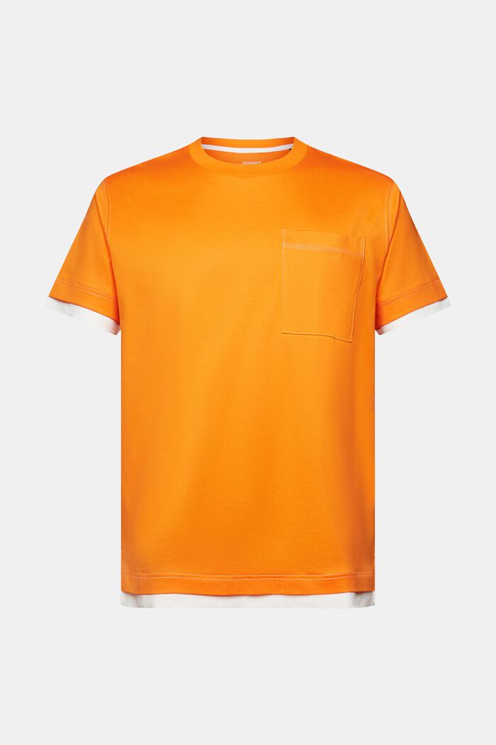 T-shirt girocollo dall’effetto a strati, 100% cotone, BRIGHT ORANGE, detail image number 6