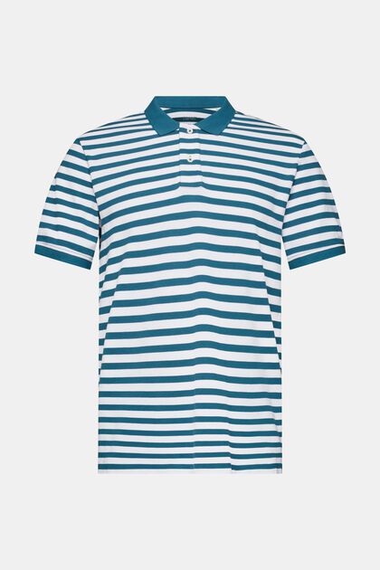Polo a righe Slim Fit, PETROL BLUE, overview