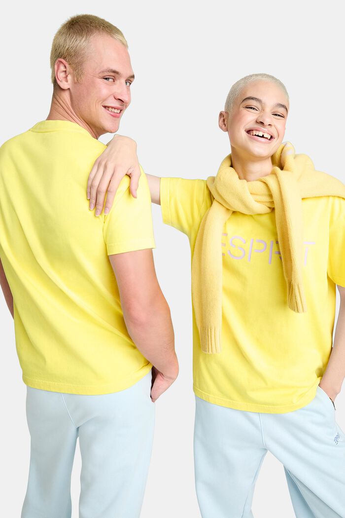 T-shirt unisex in jersey di cotone con logo, LIME YELLOW, detail image number 0