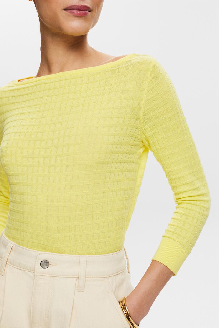 Pullover a maglia strutturata, PASTEL YELLOW, detail image number 3