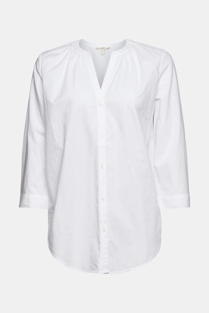 Blusa con scollo a calice, cotone biologico, WHITE, detail image number 5