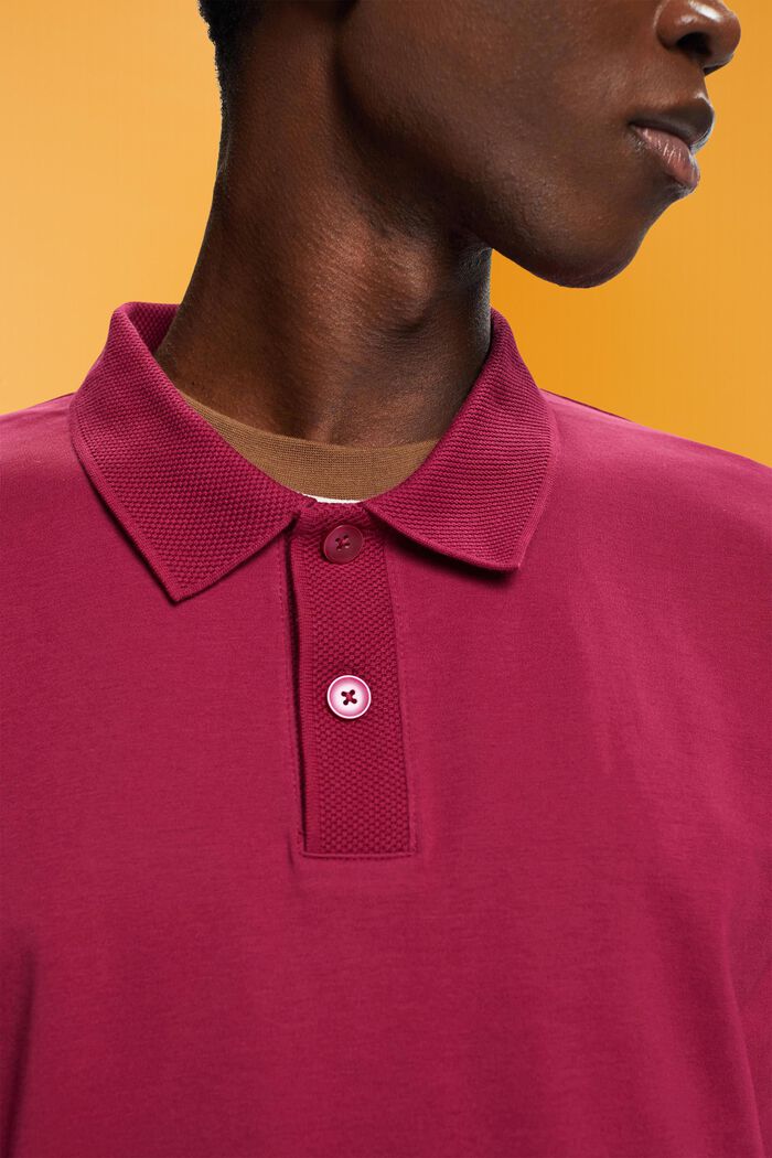 Polo in cotone Pima, DARK PINK, detail image number 2