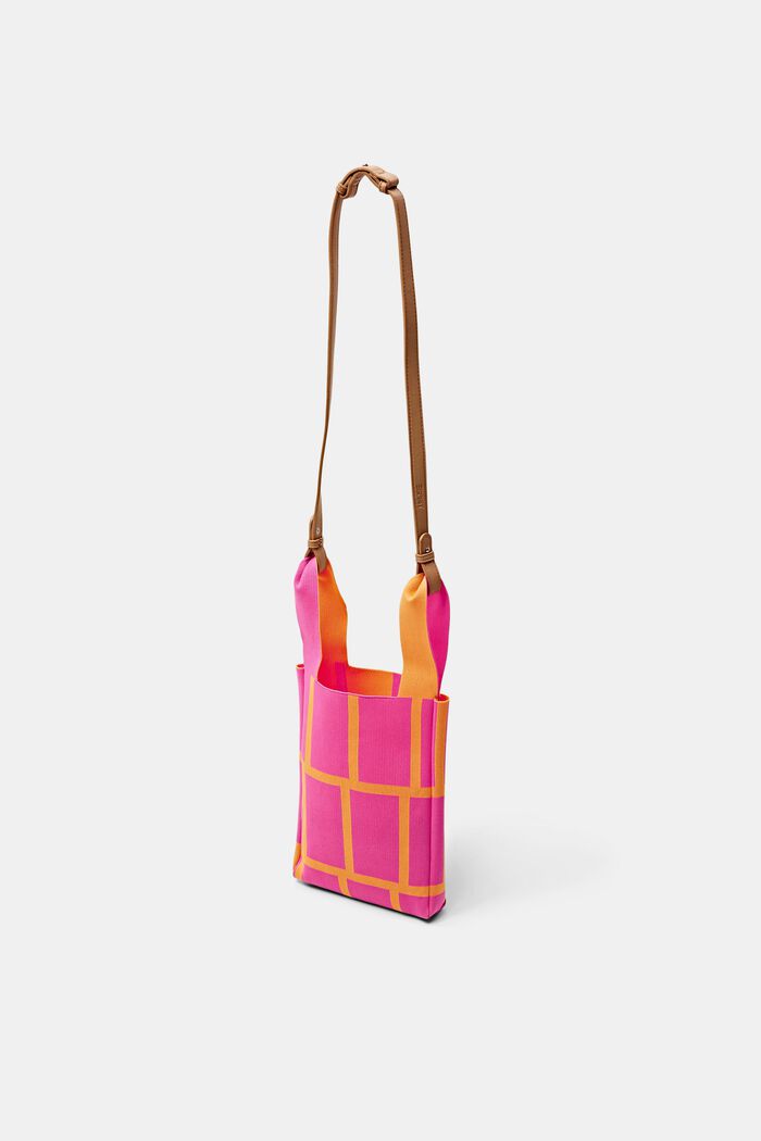 Tote bag con motivo a quadri, PINK FUCHSIA, detail image number 2