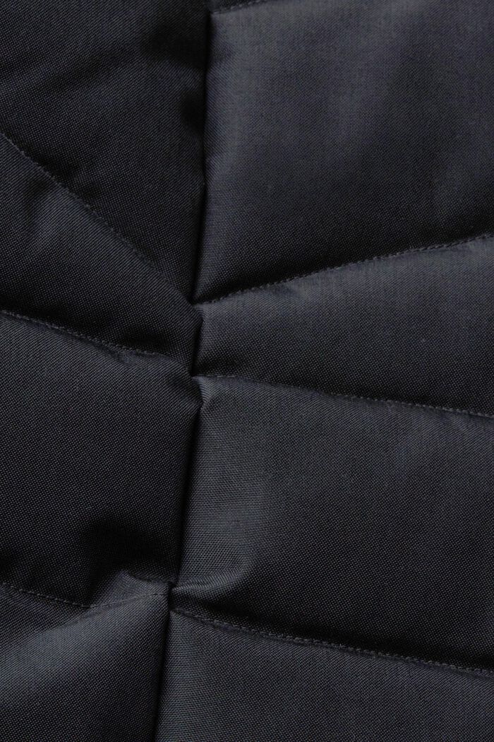Giacca trapuntata con cappuccio in pelliccia sintetica, BLACK, detail image number 1