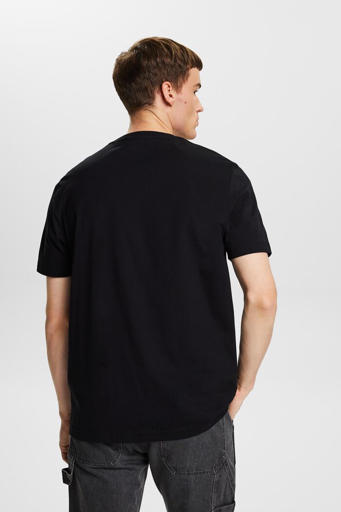 T-shirt girocollo in jersey di cotone Pima, BLACK, detail image number 3