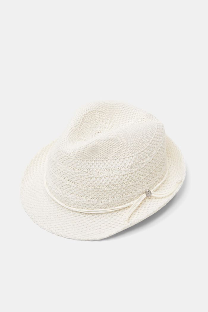 Cappello fedora a maglia, OFF WHITE, detail image number 0
