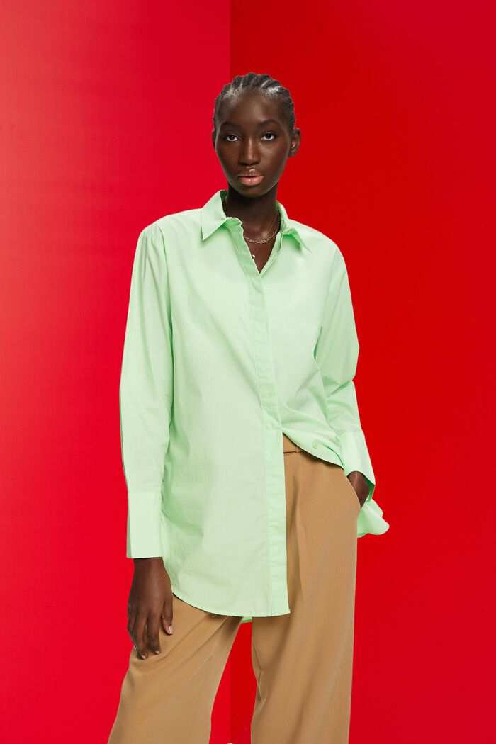 Camicia blusata oversize, CITRUS GREEN, detail image number 0