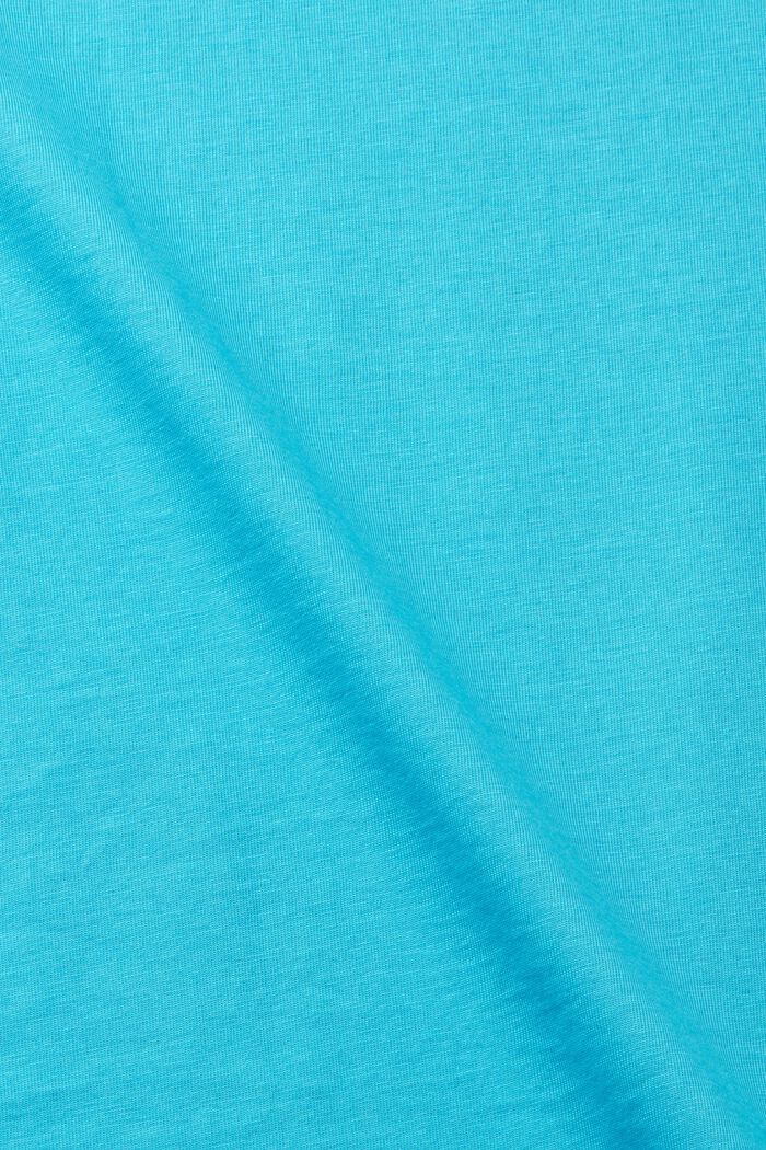 T-shirt slim fit in cotone con scollo a V, AQUA GREEN, detail image number 4