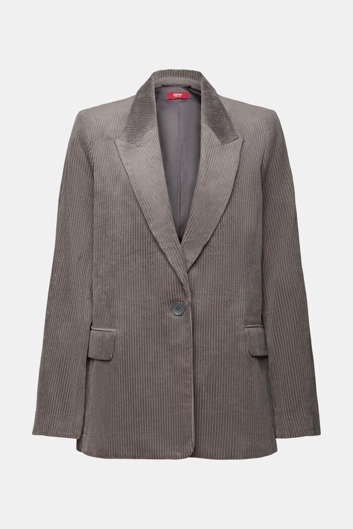 Blazer oversize in velluto di cotone, BROWN GREY, detail image number 7