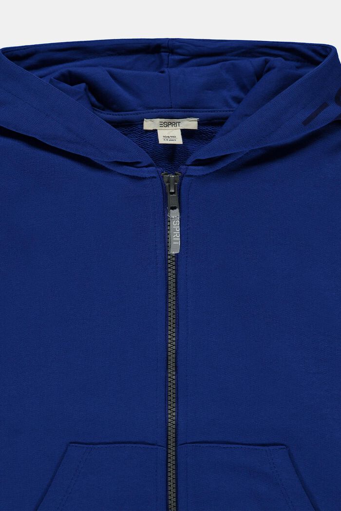 Zip con cappuccio e stampa del logo, 100% cotone, BRIGHT BLUE, detail image number 2