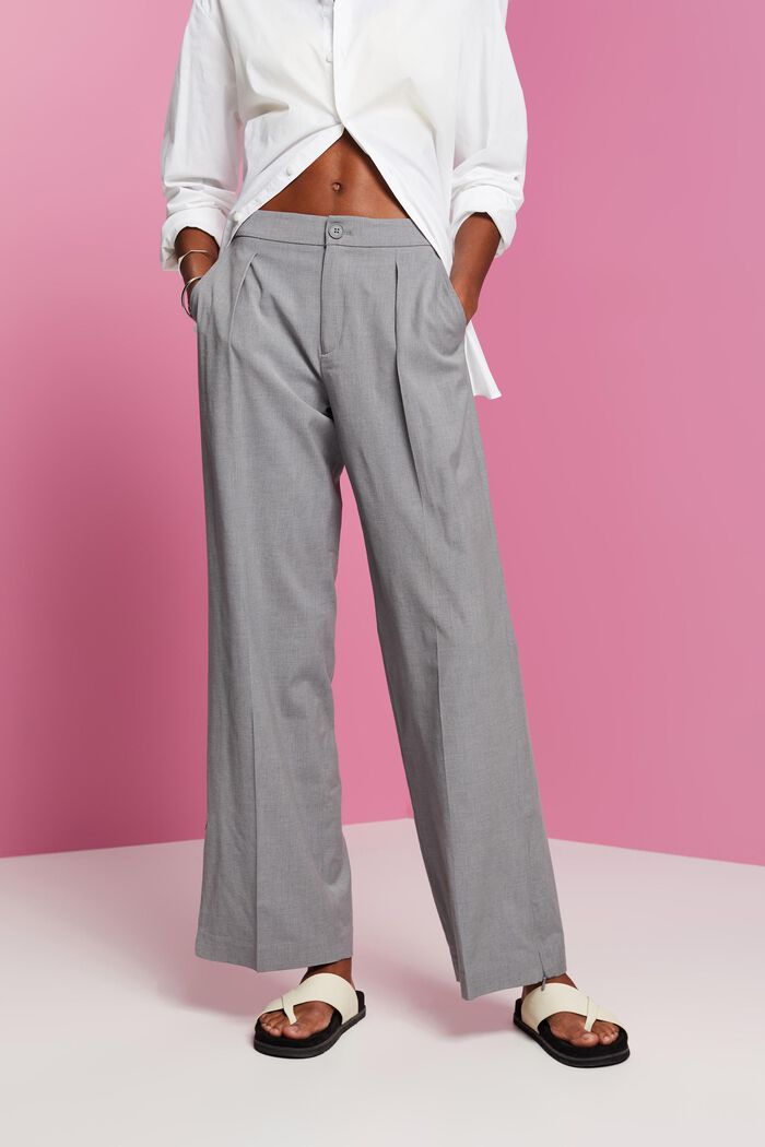 Pantaloni con spacco sullo sfondo e zip, LIGHT GREY, detail image number 0