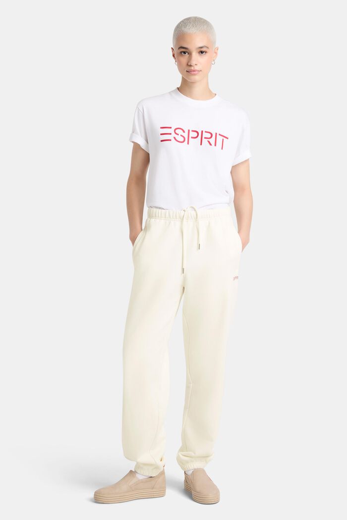 Pantaloni della tuta con logo in pile di cotone, unisex, OFF WHITE, detail image number 0