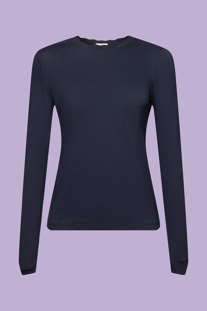 Top a maniche lunghe smerlato, NAVY, detail image number 6