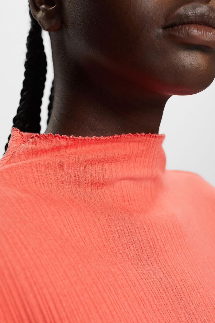 Maglia a maniche lunghe a coste, CORAL RED, detail image number 2
