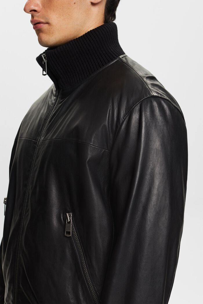 Giacca bomber in pelle, BLACK, detail image number 1