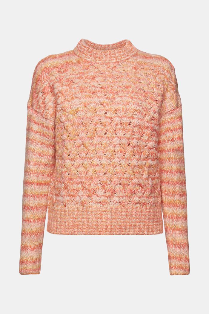 Pullover in maglia intrecciata a righe, BRIGHT ORANGE, detail image number 6