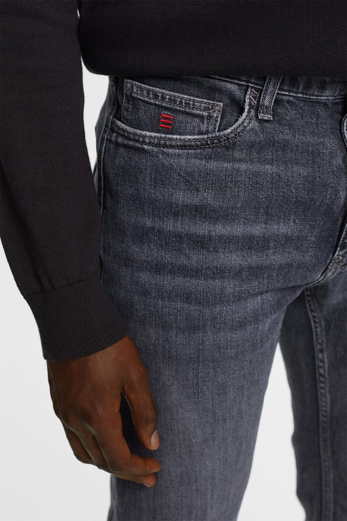 Jeans straight a vita media, BLACK MEDIUM WASHED, detail image number 2