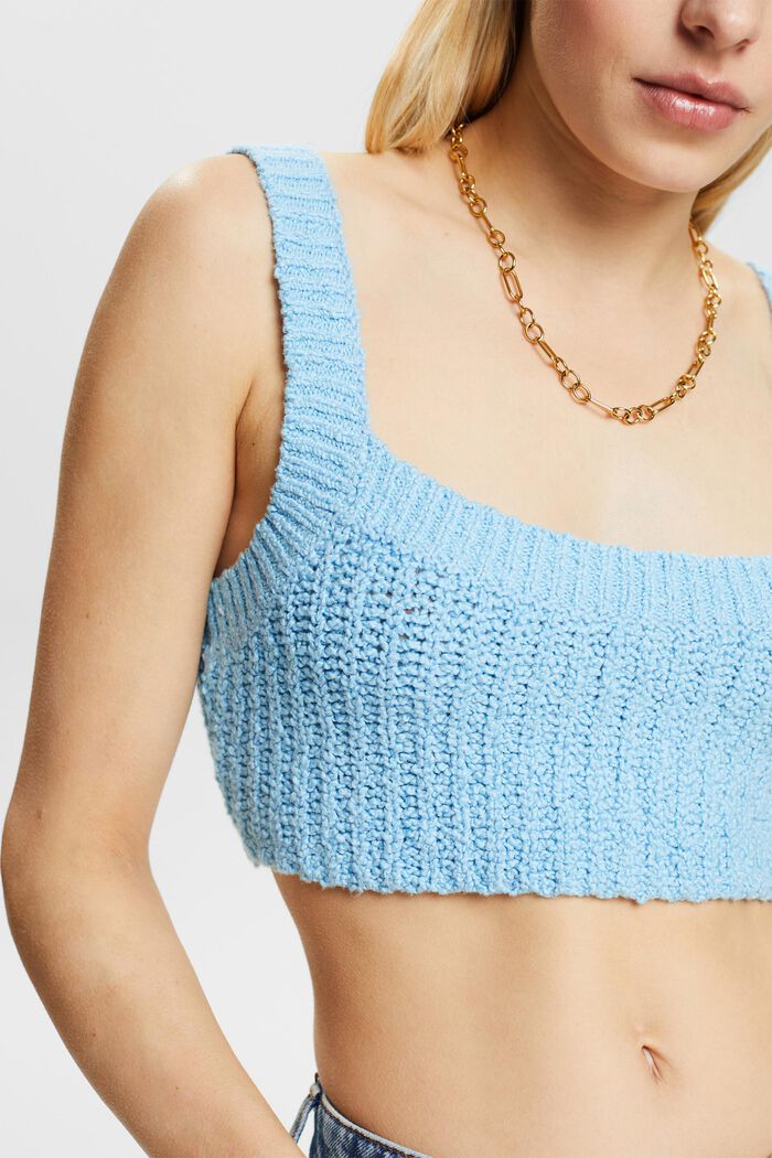 Top cropped in maglia bouclé, LIGHT TURQUOISE, detail image number 2