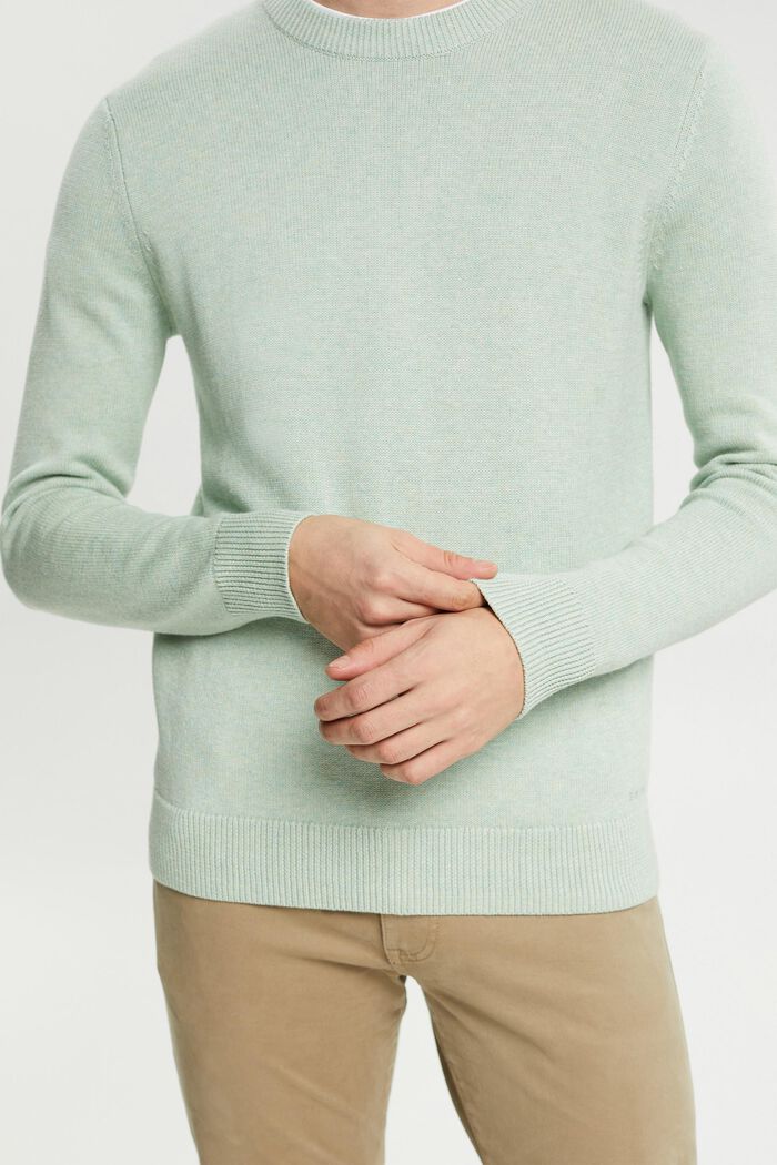 Pullover a maglia in cotone sostenibile, LIGHT AQUA GREEN, detail image number 2