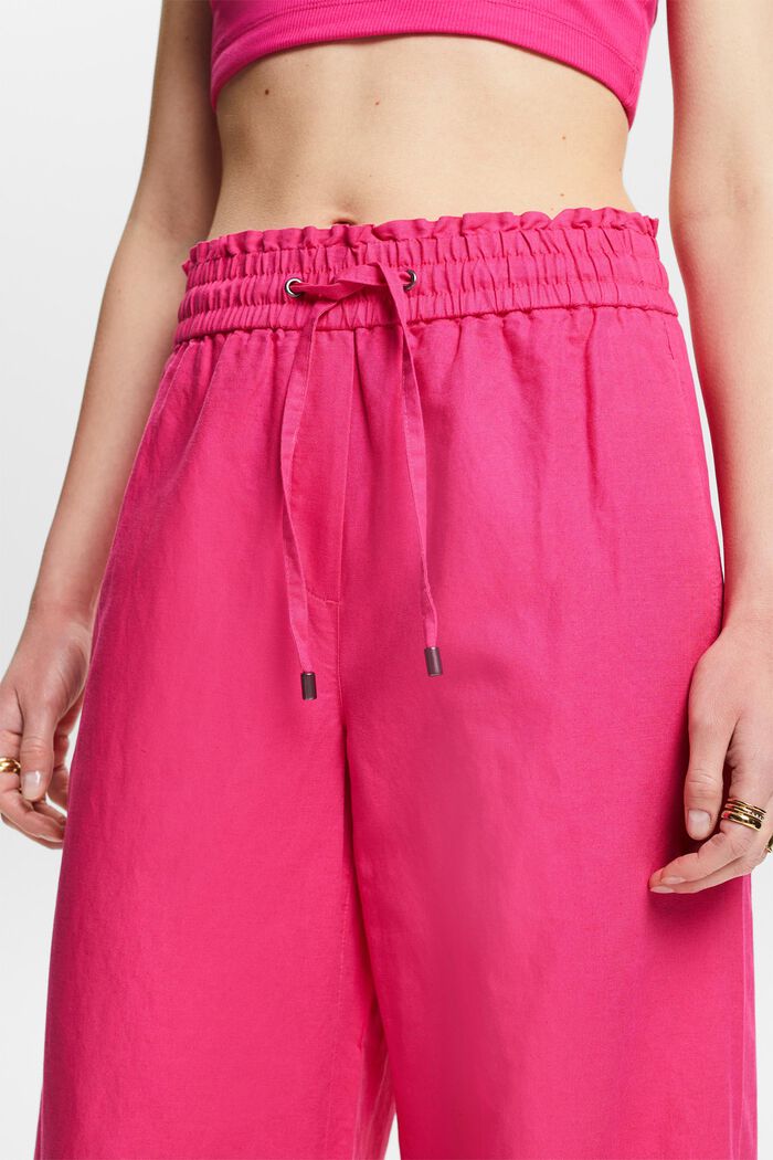 Pantaloni in cotone e lino, PINK FUCHSIA, detail image number 4