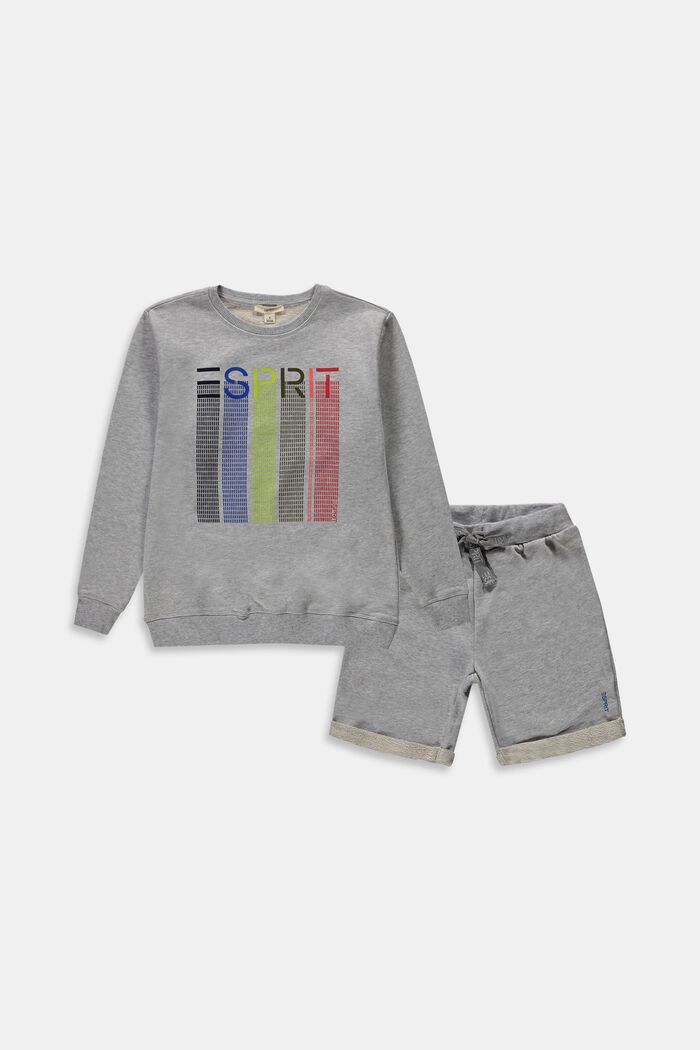 Set: pullover e shorts, 100% cotone, PASTEL GREY, overview