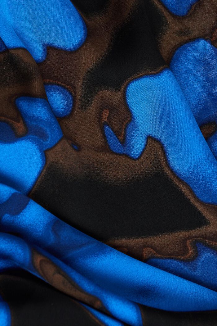 Camicetta con stampa in raso arricciata, BRIGHT BLUE, detail image number 6