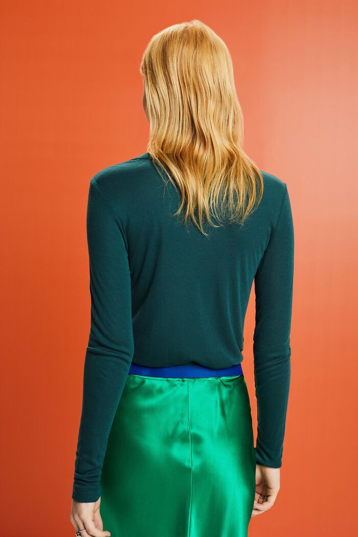 Top a maniche lunghe in jersey, EMERALD GREEN, detail image number 2
