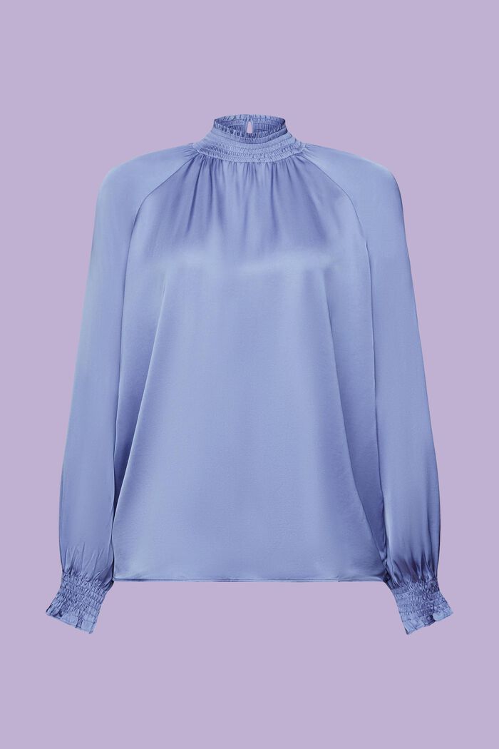 Blusa in raso arricciato, BLUE LAVENDER, detail image number 6
