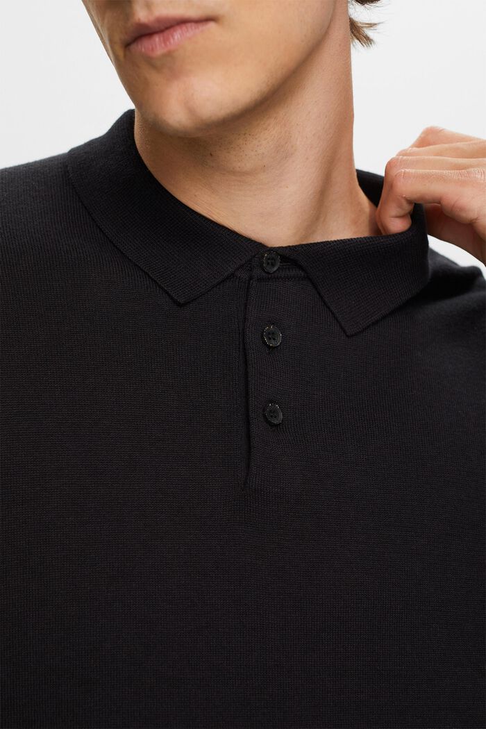 Pullover a maglia con colletto da polo, TENCEL™, BLACK, detail image number 2