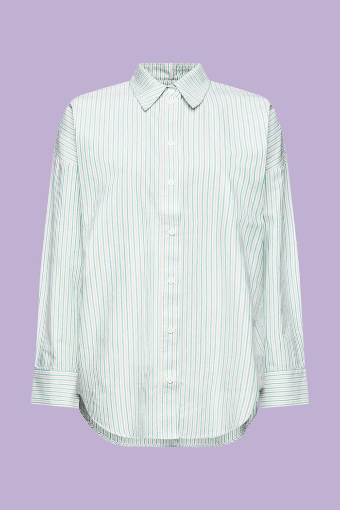 Camicia di cotone a righe oversize, GREEN, detail image number 7