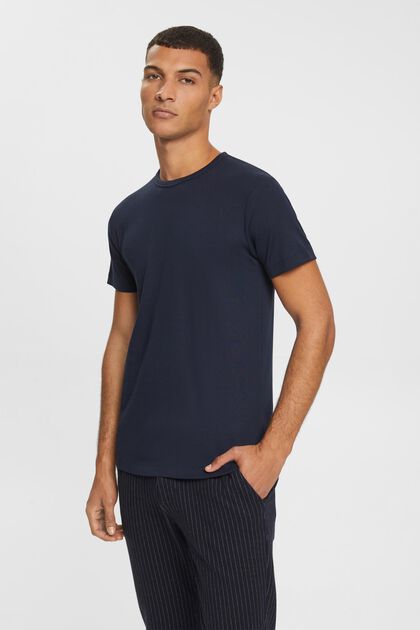 T-shirt in jersey slim fit, NAVY, overview